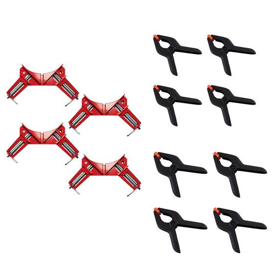 Imagem de KIT 4 Grampos Cantoneira 90 + 8 Grampos Sargento Reforçados