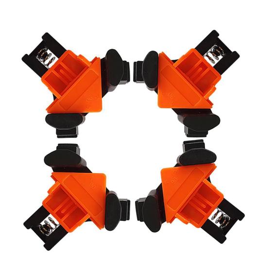 Imagem de Kit 4 Grampos De Canto Aperto Angular Marcenaria 90 Graus