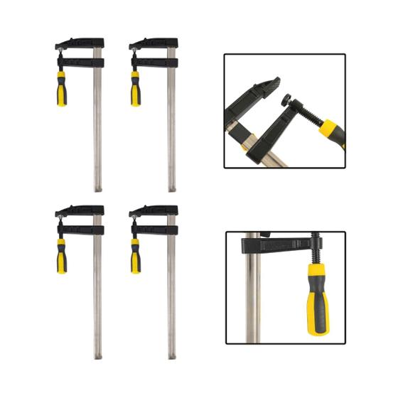 Imagem de Kit 4 Grampos P/ Carpinteiro Tipo F Sargento 200x80mm 8 Pol