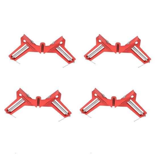 Imagem de Kit 4 Grampos Sargento Angular 90o Para Canto 75mm Vermelho