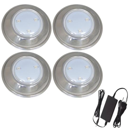 Imagem de Kit 4 Hiper Led 6W Luz Azul Inox 316L E Fonte 2A