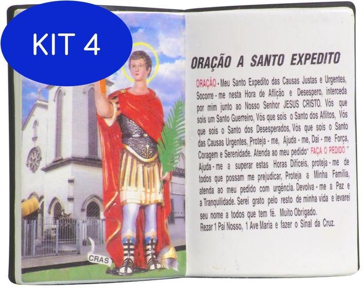Imagem de Kit 4 Imagem Santo Expedito Em Formato Livro Com Porta Caneta