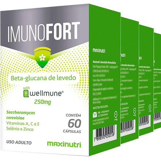 Imagem de Kit 4 Imunofort Wellmune + Vitaminas e Minerais 60 Cápsulas Maxinutri