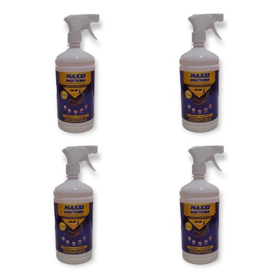 Imagem de Kit 4 Inseticida Doméstico 1 Litro com Borrifador de Gatilho Trava Marca Maxxi -  Envio Já