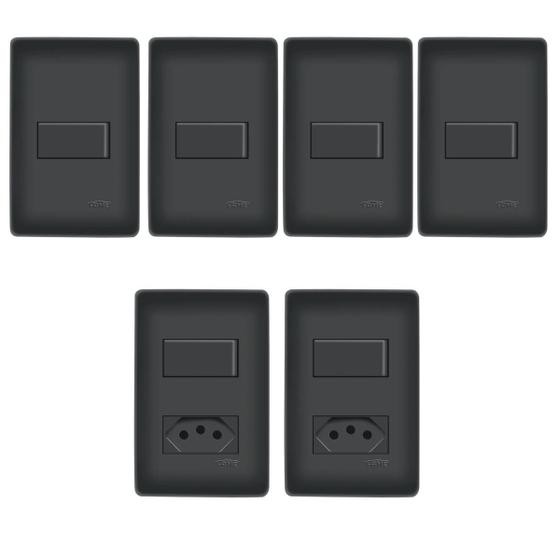 Imagem de Kit 4 Interruptores + 2 Tomada 20a C/ Interruptor - Fame