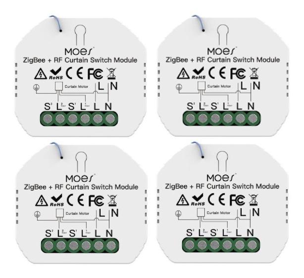 Imagem de Kit 4 Interruptores Cortina Zigbee + Rf Casa Inteligente