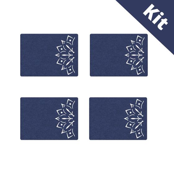 Imagem de Kit 4 Jogo Americano de Feltro Azul Bic - Mandala