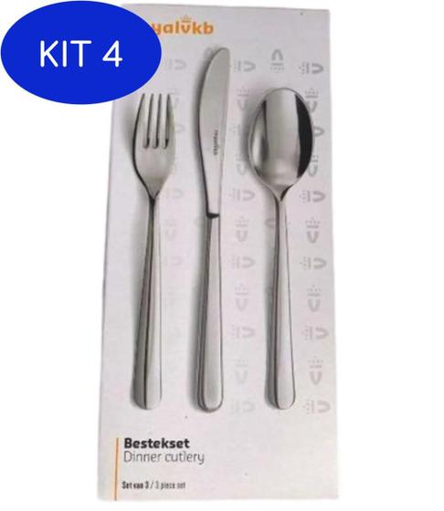 Kit 4 Jogo De Talheres De Jantar Royal Vkb Extra Garfo Faca Menor preço em Kit 4 Jogo De Talheres De Jantar Royal Vkb Extra Garfo Faca