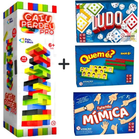 Imagem de KIT 4 Jogos de Estratégia Jogo Caiu Perdeu 45, Fazendo Mimica, Ludo e Quem é