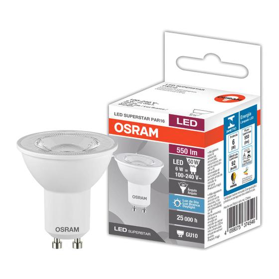 Imagem de Kit 4 Lampada Dicroica Par16 Ho 6W 6500K 550Lm Bivolt Osram