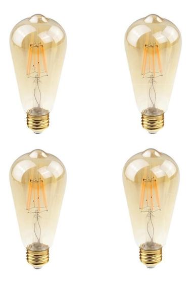 Imagem de Kit 4 Lampada Led Filamento St64 Retro Ambar 4W Vintage