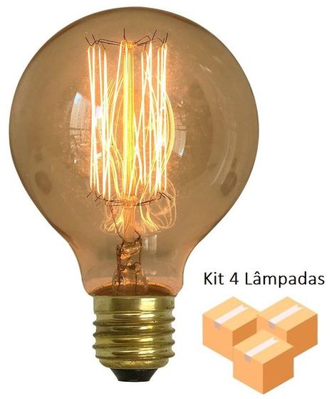 Imagem de Kit 4 Lâmpadas Retrô Decorativa Vintage Thomas Edison G80