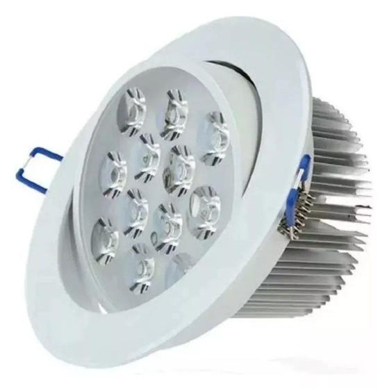 Imagem de kit 4 lâmpadas Spot LED 12W embutir redonda bco quente Bivol