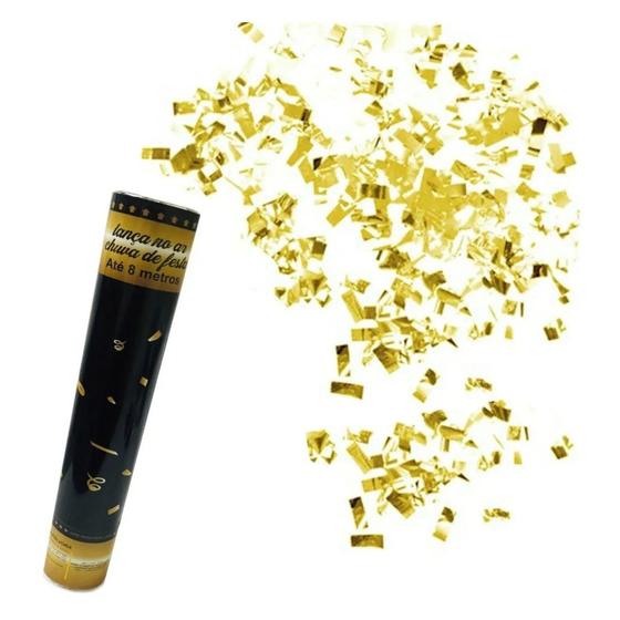 Imagem de Kit 4 Lança Confete Chuva Dourada Papel Metalizado 30cm