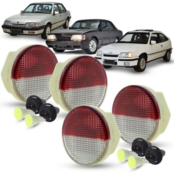 Imagem de Kit 4 Lanterna Luz de Cortesia da Porta Redonda + Soquete e LED Chevrolet Monza Tubarão Opala Caravan Kadett