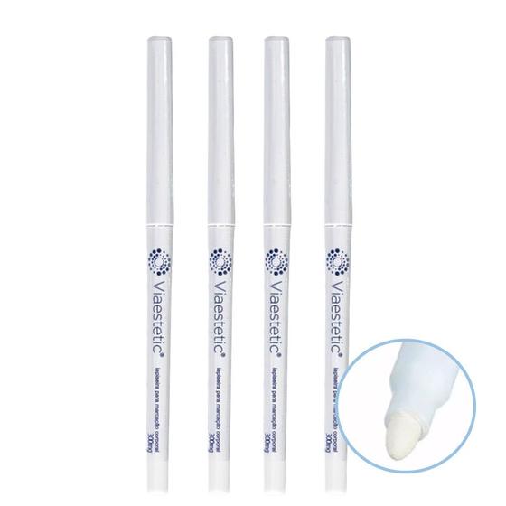 Imagem de Kit 4 Lapiseira Retrátil Marcação Corporal Lápis Branco Via Estetic