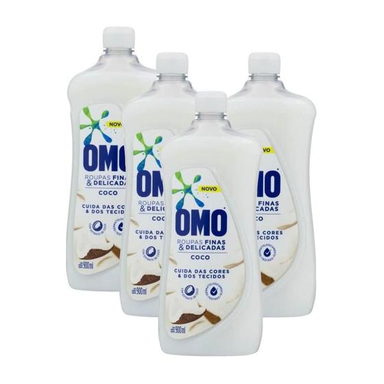 Kit 4 Lava-Roupas Omo Líquido Roupas Finas e Delicadas Coco 900ml Menor preço em Kit 4 Lava-Roupas Omo Líquido Roupas Finas e Delicadas Coco 900ml