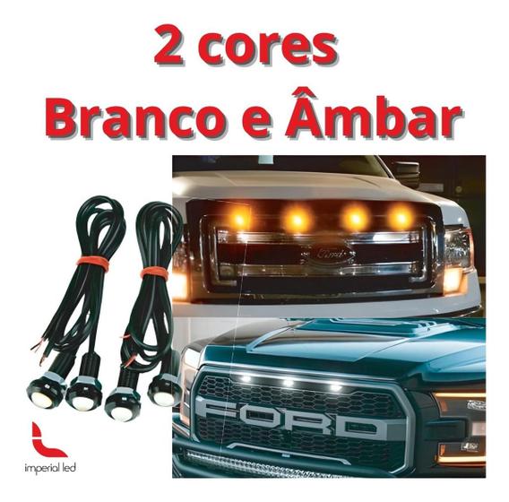 Imagem de Kit 4 Led Luz Grade Âmbar E Branca F250 Ranger Hilux S10 