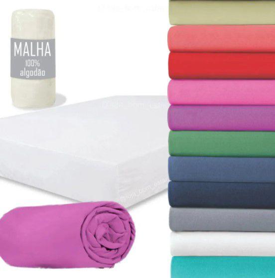 Imagem de Kit 4 Lençóis De Malha Cama Queen100% Algodão 35cm Altura + 8 fronhas