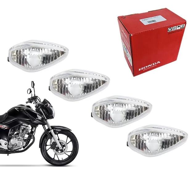 Imagem de Kit 4 Lente Pisca Seta Cristal Transparente Genuino Honda Cg Titan Fan Cargo Start 125 150 160 De 2014 Até 2023