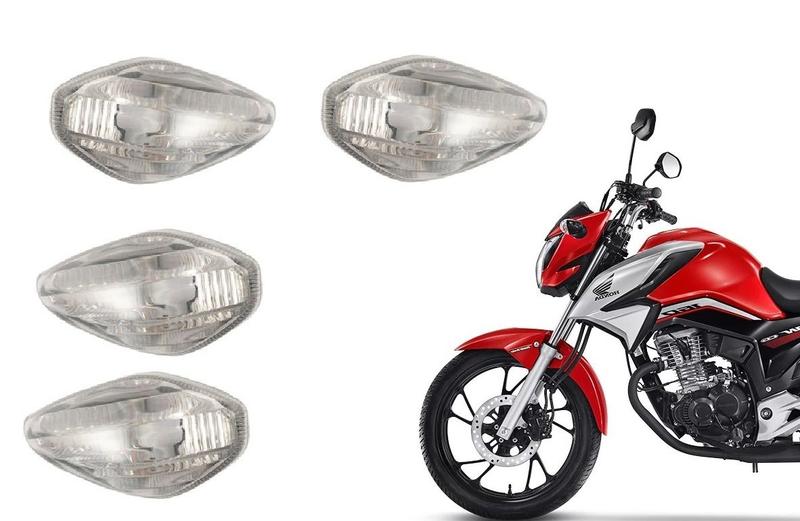 Imagem de Kit 4 Lente Pisca Seta Sinaleira Cristal Cg Titan Fan Nxr 125 150 160 Start Cargo Ano 2014 Até 2022