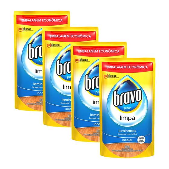 Imagem de Kit 4 Limpa-Pisos Bravo Laminados com Brilho 400ml