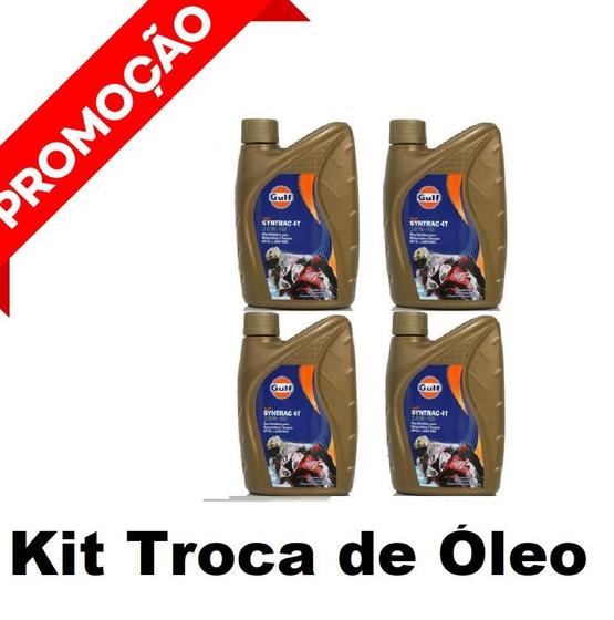 Imagem de Kit 4 Litros Óleo Gulf 10W40 100% Sintético Premium Motos 4T