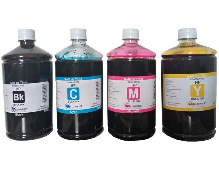 Imagem de Kit 4 Litros Tinta Compatível APOLLO INKJET P/ Impressora Hp Gt51 Gt52 Gt5822 116 316 412