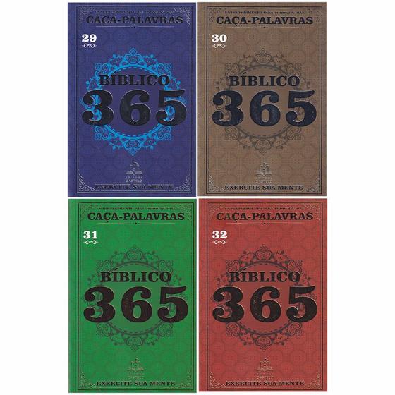 Imagem de Kit 4 Livros de Caça Palavras Bíblico 365 Diversão e Fé Diária o Ano Todo Devocional em Passatempos