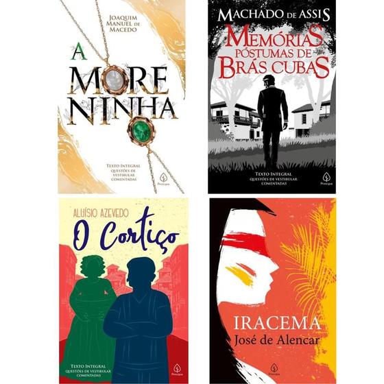 Imagem de Kit 4 Livros Literatura Brasileira O Cortiço + Iracema + A moreninha + Memórias póstumas de Brás Cubas Machado de Assis - Atividade Educativo Amigo