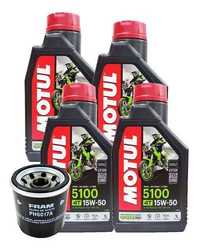 Imagem de Kit 4 Lts Óleo Motor Motul 5100 15w50+filtro Óleo Shadow 750