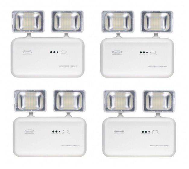Kit 4 Luminaria de Emergência LED 1200 Lúmens COMPACT 2 Faróis