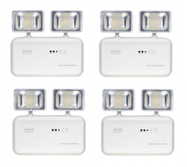 Imagem de Kit 4 Luminaria de Emergência LED 1200 Lúmens COMPACT 2 Faróis SEGURIMAX