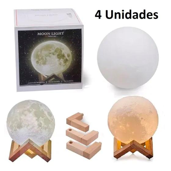 Imagem de Kit 4 Luminária de Mesa Em Forma De Lua Cheia 3D