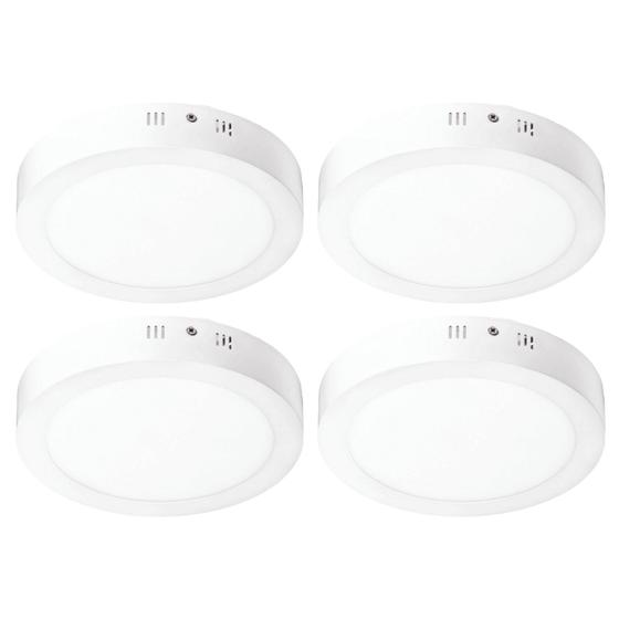 Imagem de Kit 4 Luminária Led De Teto Sobrepor 24W Redonda 3000K Bivolt Para Sala De Estar Jantar Quarto Banheiro Cozinha Casa