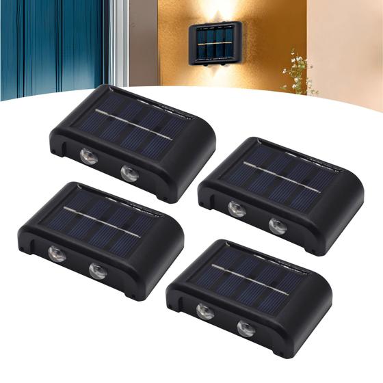 Imagem de Kit 4 Luminária Led Solar Arandela Parede Jardim 4 Leds 4s