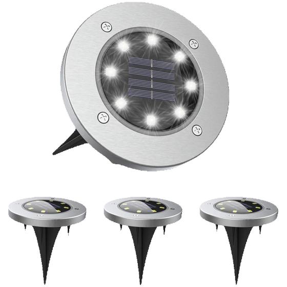 Imagem de Kit 4 Luminária Luz Solar Espeto Com 8 Led Á prova D'Água Jardim Decoração