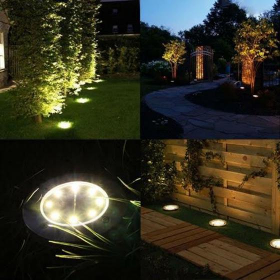 Kit 4 Luminária Luz Solar Espeto Com 8 Led Á prova D'Água Jardim Decoração Menor preço em Kit 4 Luminária Luz Solar Espeto Com 8 Led Á prova D'Água Jardim Decoração