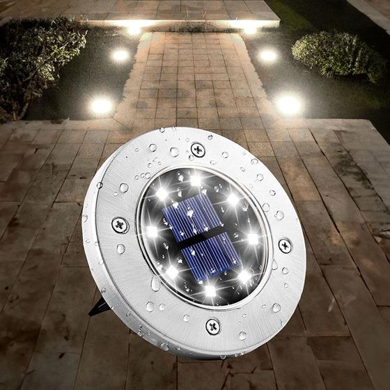 Imagem de Kit 4 Luminária Luz Solar Espeto Com 8 Led Á prova D'Água Jardim Decoração