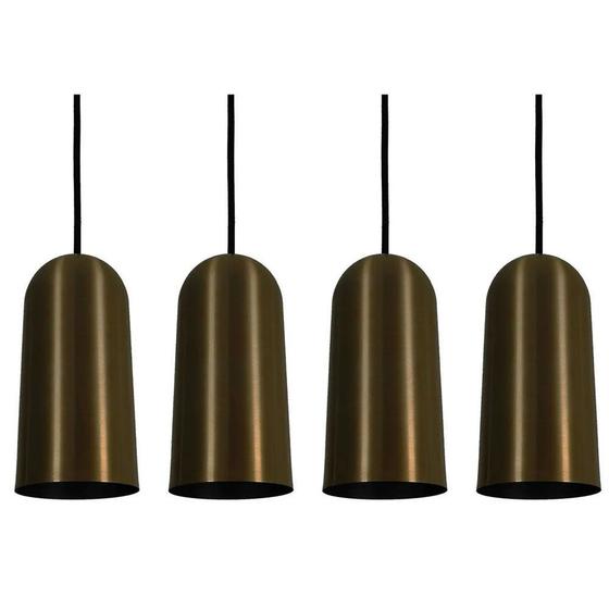 Kit 4 Luminária Pendente Cilíndrico 33x15cm Aluminium Bronze TKS