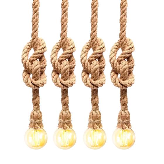 Imagem de Kit 4 Luminária Pendente Design Rustico Retrô Corda Sisal