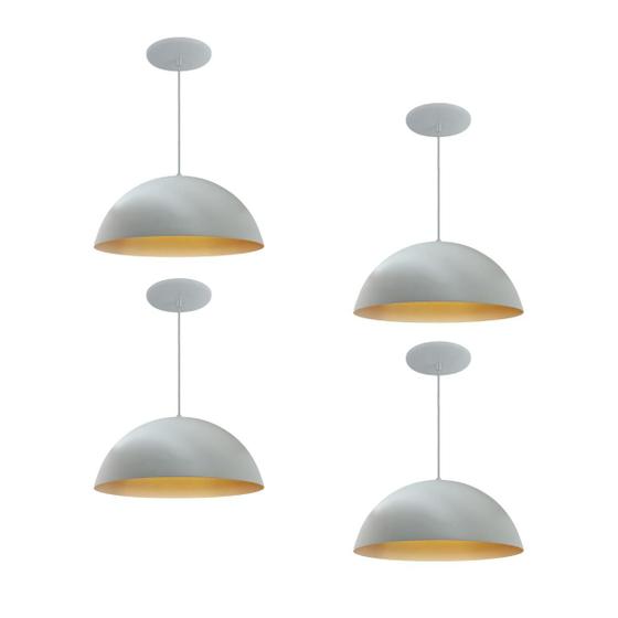 Imagem de Kit 4 Luminária Pendente Meia Lua 34cm Com Interior Cobre Com Fiação 110/220v