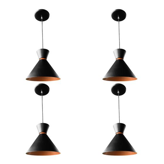 Kit 4 Luminária Pendente Pequim Com Interior Cobre Com Fiação 110/220v