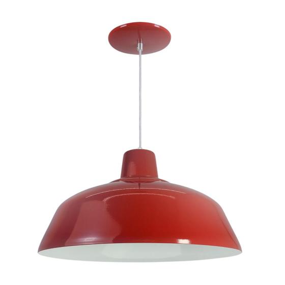 Imagem de Kit 4 Luminária Pendente Retro 34cm Com Interior Branco Brilho Com Fiação 110/220v