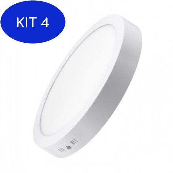 Kit 4 Luminária Plafon Led Redondo Sobrepor 25w Branco Frio Led panel