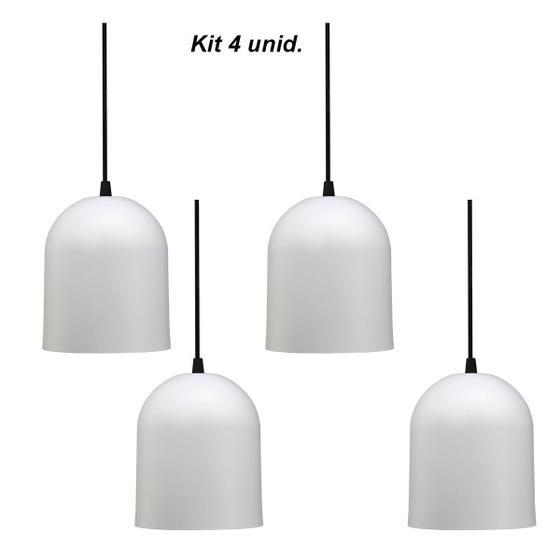 Kit 4 luminárias pendente taschibra mug 1xe27 branco Menor preço em Kit 4 luminárias pendente taschibra mug 1xe27 branco