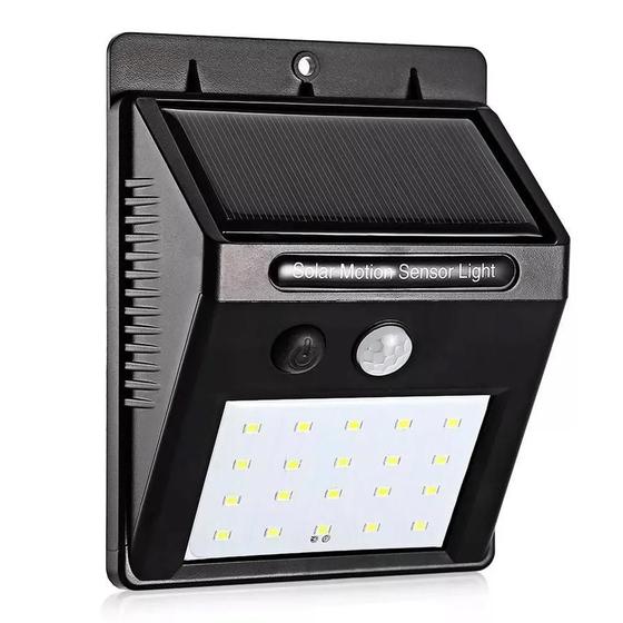 Imagem de Kit 4 Luminárias Solar 30 Leds Sensor Movimento Luz Preto