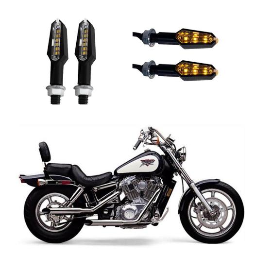 Imagem de KIT 4 Luz Seta Esportiva Pisca de Led Modelo P29 Para Moto Honda SHADOW VT 1100 Ano 2016 2017 2018 2019 2020 2021