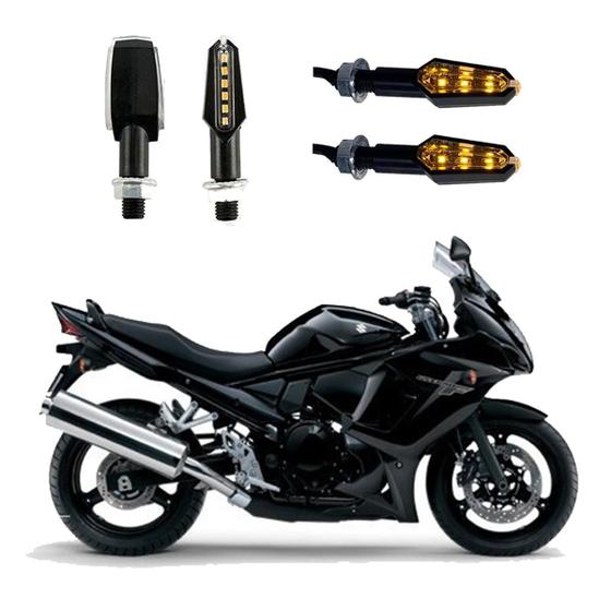 Imagem de KIT 4 Luz Seta Esportiva Pisca de Led Modelo P29 Para Moto Suzuki 650F Ano 2004 2005 2006 2007 2008 2009