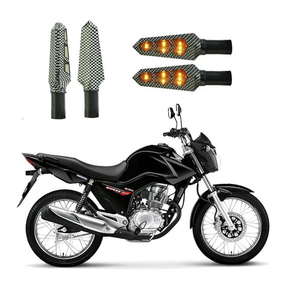 Imagem de KIT 4 Luz Seta Esportiva Pisca Led de Carbono Modelo P03 Moto Honda CG 150 START 2010 2011 2012 2013 2014 2015